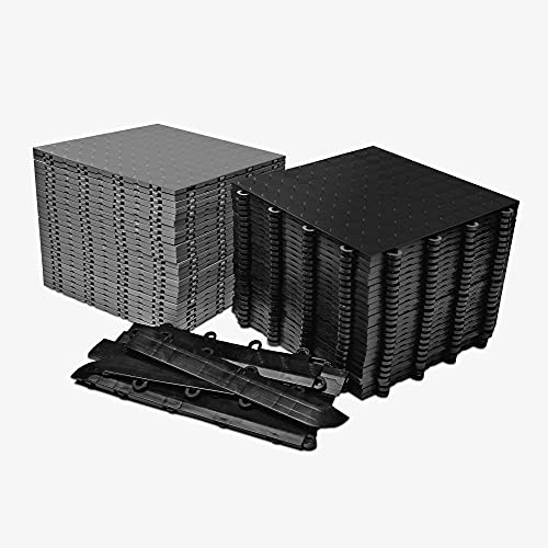Incstores ⅜ Inch Thick Nitro Interlocking Garage Floor Tiles | Plastic Floor Tile Set For Parking, Protecting, And Displaying Motorcycles | 12"X12" Tiles, Coin, Black/Graphite #TOP2