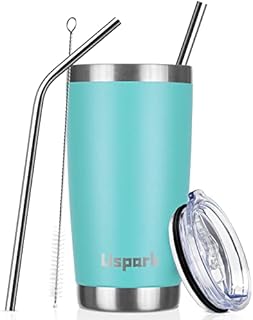 UsparkMC 20oz 550ml Tumbler Stainless Steel with Lid and Straw,Double Wall Vacuum Insulated Coffee Travel Mug for Hot & Cold,Reusable Cup,BPA Free
