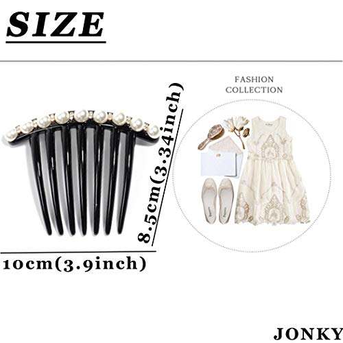 Jonky Vintage Pearl Black Hair Side Combs Clip Hair Accessories Hair Tools Side Combs Unbreakable Decorative Combs Party Daily For Women And Girls (Pack Of 2) (Style1) #TOP3