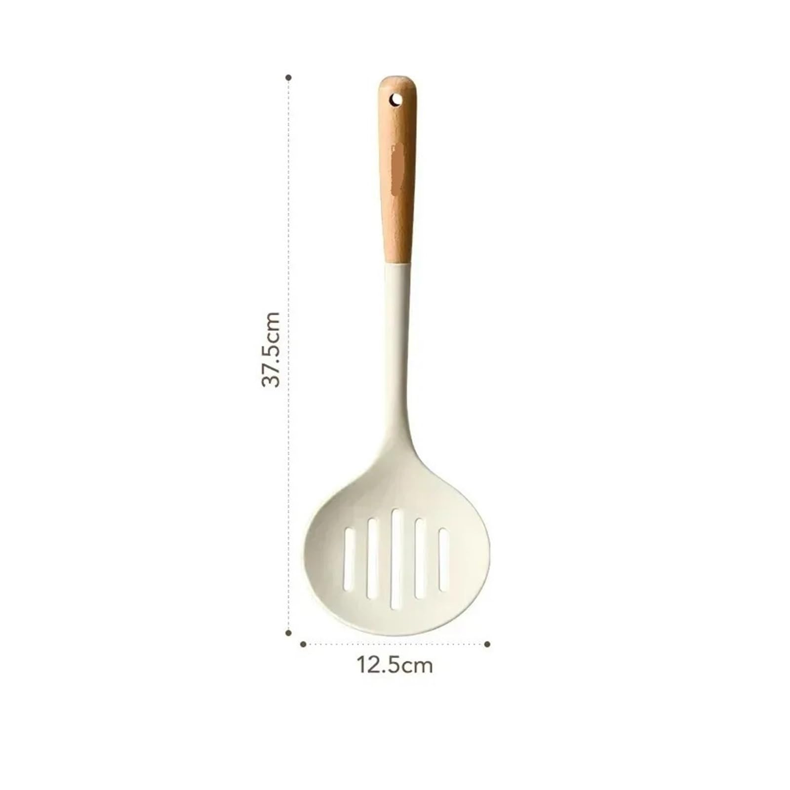 Ensemble d'ustensiles de cuisine durables avec manche en bois dur, cuillère, tamis et spatule(4PCS)