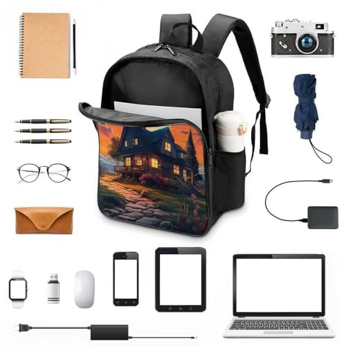 Mochila para niños con capa plegable impermeable y protector de pecho 3D A Cozy Cottage 4