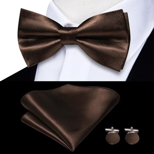 Image of Hi-Tie Men Suspender Bowtie Set Suspenders Pre-tied Bow Tie Pocket Square Cufflinks Adjustable Y Shape 6 Clips Braces Tuxedo