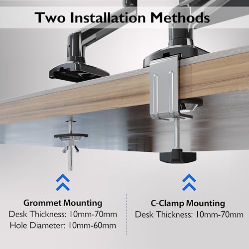 BONTEC Monitor Halterung für 13-32 Zoll Monitore 3-9 kg, VESA 75/100mm, Gasdruckfeder Arm, Ergonomischer Bildschirmhalterung, Schwenkbar, Neigbar, Dreht