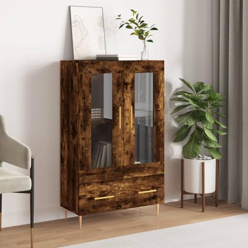 Rantry Aparador Alto Madera de ingeniería Roble Ahumado 69,5x31x115 cm, Alacena de Cocina, Aparador Comedor, Mueble Auxiliar, Armario Cajones Cómoda Almacenamiento Buffet Salón Tipo 8 Aparadores