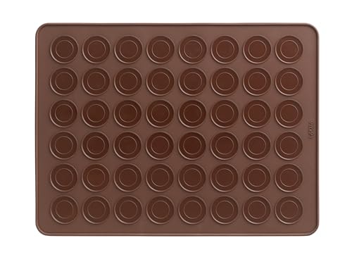 Lékué Macaron Baking Mat with 24 Moulds (Brown) 100% Silicone, Non-Stick, Dough Baking Tray for Oven/Microwave Cakes, Foldable, Dishwasher-Safe, Recipe Book Included