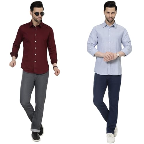 Image of DAIS Men's Stretchable Straight Fit Mid Rise Jeans, Pack of 2, (Combo of 2 Jeans)