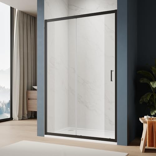 Image of ELEGANT Durable 1200mm Black Sliding Shower Enclosure with 6mm Toughened Glass - High-Quality Bathroom Smooth Screen Panel - Reversible and Practical Shower Cubicle