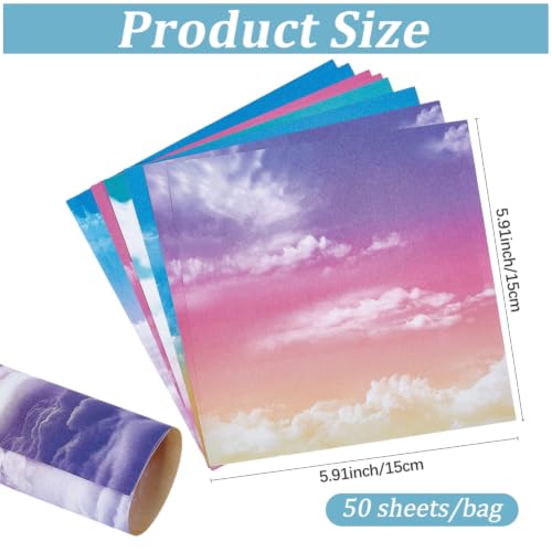 BEAMARKER 50 Sheets Fantasy Starry Sky Origami Paper Kit 6x6 Double Sided Printed Decorative Decoupage Paper Origami Squares for Scrapbooking Gift Wrapping DIY Card Photo Album Hand Folding Crafts - Image 2