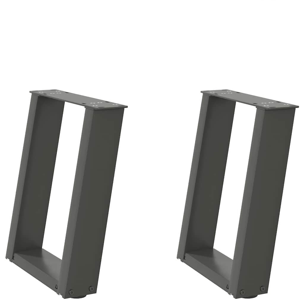 Pieds de table basse en U en acier anthracite 28x42 cm réglables pour meuble DIY