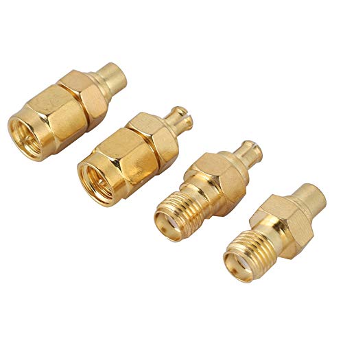 Bewinner Lot de 4 Adaptateurs MCX vers SMA en Laiton nickelé, Adaptateur d'antenne d'impédance de 50 Ohm pour Dab, Câble Coaxial, émetteur-récepteur Radio – MCX Mâle vers SMA Mâle, Femelle vers,