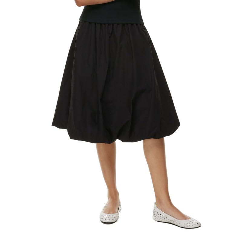 Women Low Waist A Line Ruffle Bubble Long Skirts Solid Pleated Maxi Skirts Casual Summer Balloon Puffy Midi Skirts