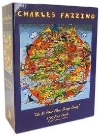 Charles Fazzino "Like No Other Place: Orange County" Glitter Puzzle 1000 Pieces 24" x 24"