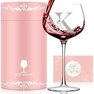 Gifts for Women Friend Mom WifeHer Monogrammed A Z Personalized Wine Glass Gift Customized Gift for Women Birthday Mothers Day Gifts for Mom K