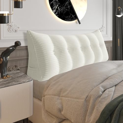 BNCKTRD Headboard Pillow Queen, Bed Wedge Pillow Headboard Headrest, White