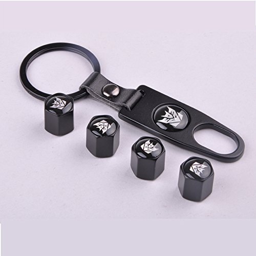 D&R Set of 4 Car Tire Valve Stem Air Caps Cover + Keychain for Decepticon Transformers
