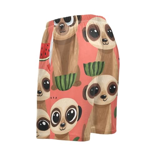 Men's Short Pajama Bottoms Ferret Watermelon Cartoon Home Casual Sleep Pants2