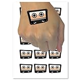 Retro Cassette Mix Tape Temporary Tattoo Water Resistant Fake Body Art Set Collection - 15 2' Tattoos (1 Sheet)