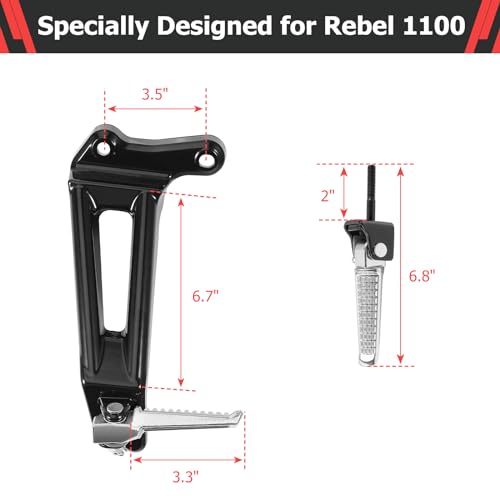 Image of Motorcycle Passenger Foot Pegs, Alloy-Steel Footrests Pedal Footpeg Replacement Accessories for Honda Rebel 1100 CMX1100 2021 2022 2023 2024 (Left & Right)