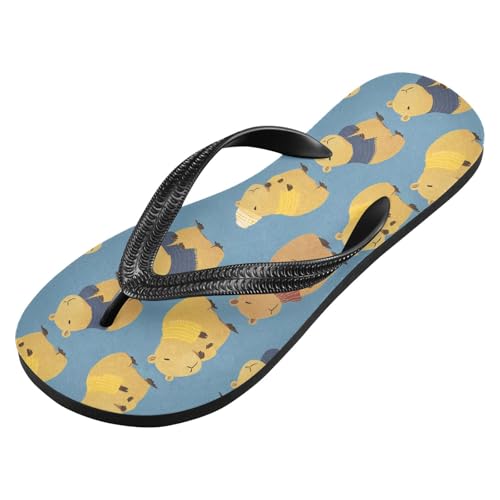 ALAZA Cute Capybara Animal Flip Flops for Women Fashion Beach Slippers Comfort Mens Flip Flops Non-Slip Rubber Shower Slippers Sandal for Hotel Travel Sport,XS2
