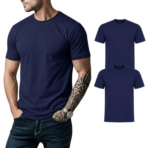 Image of Men's 100% Cotton Crew Neck T-Shirt | Regular Fit | Soft & Breathable | Casual Everyday Wear