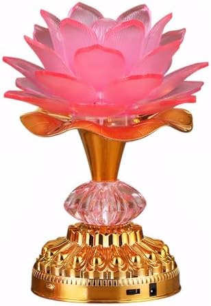 Colorful LED Lotus Buddhist Lamp Gradient Buddha Light - Pink