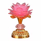 Omeet Colorful LED Lotus Buddhist Lamp, Gradient Buddha Light for Worship, Prayer and Display, Low Power Consumption, Eco - Friendly Material for Buddha Occasions, Buddhist Supplies - Pink