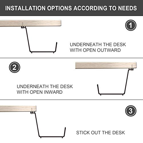 Keegh Under Desk Cable Management Tray, Metal Cable Tray, Under Table Cable Basket Organizer, 17 inch Super Sturdy Cord Holder for Desk, Set of 2 Black