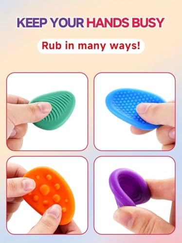 Sensory Stone Fidget Textured Silicone Calming Stress Relief Tool for Adults with Autism, ADHD - Soft Tactile Anxiety Aid for Focus, Relaxation and Sensory Play