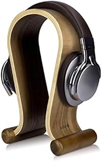 kalibri Wooden Omega Headphone Stand - Universal Headset Wood Hanger - Holder for Gaming Headsets DJ Studio Headphones & Earphone Display - Walnut