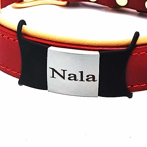 Hundemarke Slider für Halsband – Personalisiert mit Gravur aus Deutschland – Edelstahl & Silikon, leicht & leise – Name & Telefonnummer gratis graviert Schwarz/L