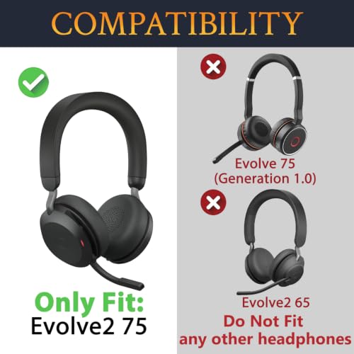 SOULWIT Cooling Ear Cushions para Jabra Evolve2 75 - Negro | Almohadillas para auriculares On-ear Evolve2 75 miniatura 2