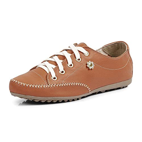 Sapatênis Tênis Feminino Casual Couro Flay Izabela Araújo - 100 - Laranja Tamanho:38;Cor:Laranja
