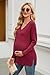 OUGES Womens Fall Fashion 2025 Maternity Sweaters Shirt for Women Oversized Long Sleeve V Neck Split Side Maternity Clothes Knit Ribbed Trendy Pullover Pregnancy Tunic Tops(Red,S)
