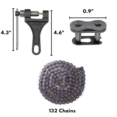 420 Motorcycle Chain - 420 Standard Drive Chain For 110Cc 125Cc Go Kart Mini Bike Dirt Pit Bicycle Atvs Quad Scooter, 59" Roller Sprocket Total 132 Links With 2 Master Links + Chain Breaker #TOP4