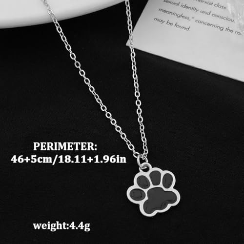 MIRKUZI Halsketten & Anhänger für Hunde, 2 Stück Katzen- und Hundepfoten-Halsketten, Emaille-Halskette mit Pfotenabdruck, süße Pfoten-Halskette (Schwarz und Pink)