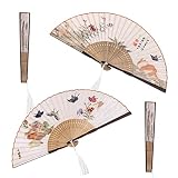 【Abanico de mano plegable】Hecho de papel y bambú exquisito, solo 25 g de peso, tamaño plegado: 21 * 2,7 cm; abierto: aproximadamente 37*21 cm, el abanico plegable cabe bien en su bolso cuando está plegado.