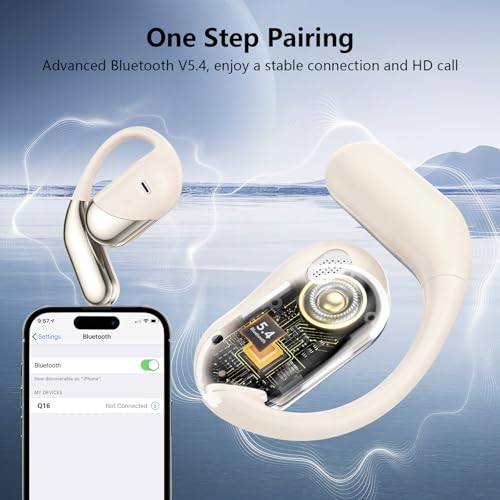 Image of Open Ear Bone Conduction Headphones，,Over Ear Earbuds with Ergonomic Earhook,Bluetooth Headphones with Smart Digital Display,50H Playtime,IPX7 Waterproof,Touch Control Operate Fit Cycling Running
