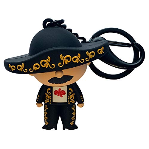 BY MEXICO Mariachi 3D Keychain, Mexican Designs 1.9" Flexible Mexican