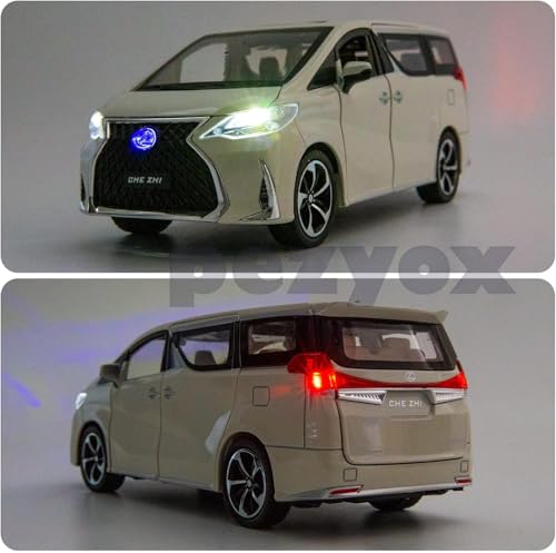 Image of Model Car 1 /24 Lexus LM300 Alloy Pull Back Metal Collectible Toy Car with Light and Sound Toy Vehicle Door Can be Opened-Black (White)