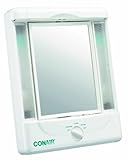 Conair Two-Sided Lighted Makeup Mirror with 4 Light Settings; 1x/5x Magnification; White