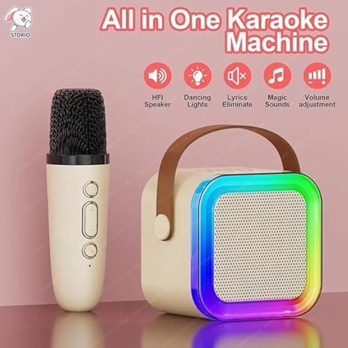 Image of Storio Rechargeable Karaoke Mic with Speaker for Singing | Wireless Bluetooth Microphone with LED Lights | Portable Music Mic for Kids Boys Girls & Adults | Musical Toy & Birthday Gift - Square