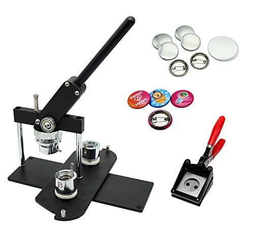 ChiButtons Pro 25mm (1") Metric Button Maker Machine B400 Kit | All-Metal Craft Press with 500 Sets Components, Handling Cutter & Moulds | Tiny Buttons, Mini Badges, Custom Pins (Black-New)