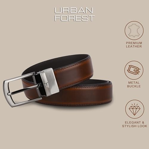 Image of URBAN FOREST Aiden Brown Formal Leather Belt for Men