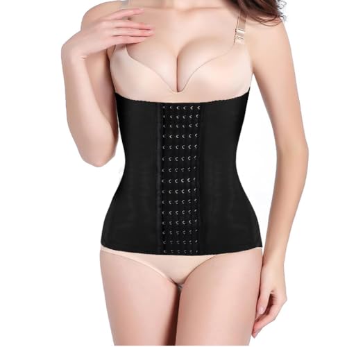 AOOWU Faja Abdominal Postparto, Faja Postparto, Moldeadora Waist Trainer Ajustable, Corset Reductor con 7 Cartílagos Aleación Apoyo, Faja Reductora Corsé para Mujer Entrenador de Cintura Negro (2XL)