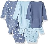 Hanes Ultimate Baby Flexy 5 Pack Long Sleeve Bodysuits, Sky, 0-6 Months