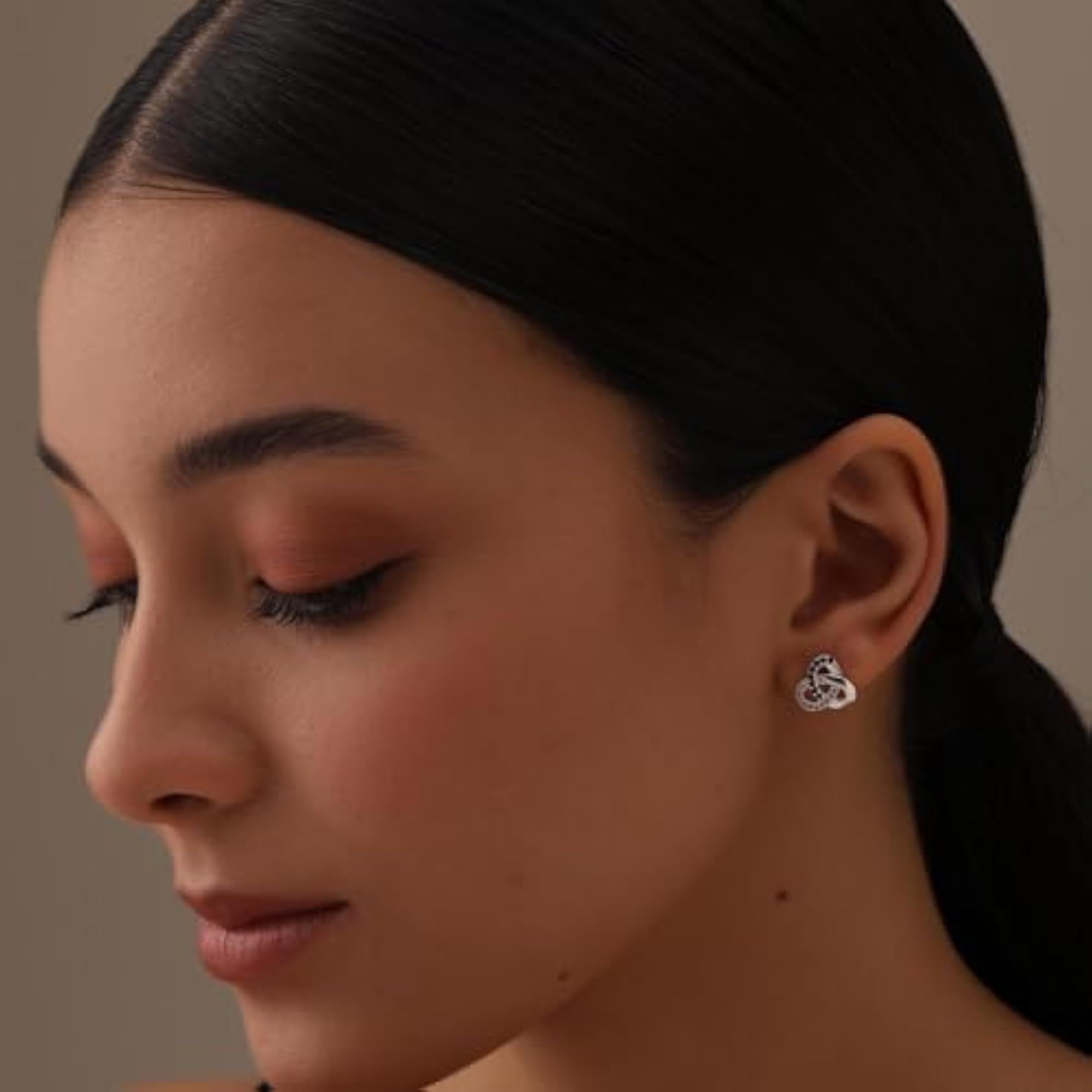 925 Sterling Silver Love-Knot Stud Earrings, Zirconia