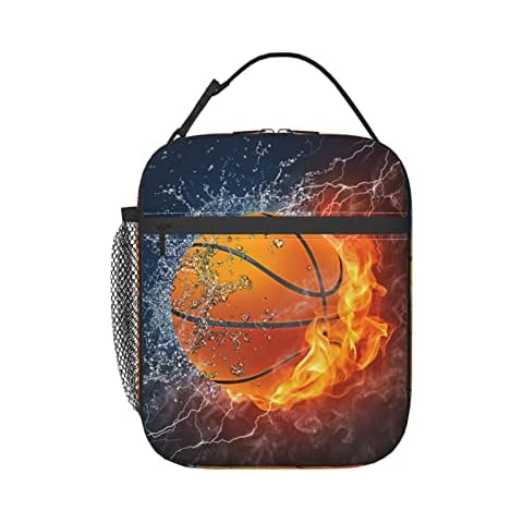 JASMODER Basketball Lunch Bag Insulated Water-Resistant Tote Bag Reusable Lunch Box For Picnic Travel Cover