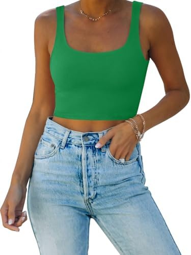 REORIA Women’s Sexy Square Neck Double Lined Seamless Sleeveless ...