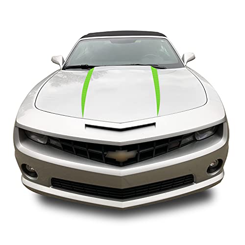 Hood Spears Stripes Vinyl Decal Overlay Wrap Trim Inserts Sticker Compatible with and Fits Camaro 2010 2011 2012 2013 2014 2015 - Carbon Fiber Green