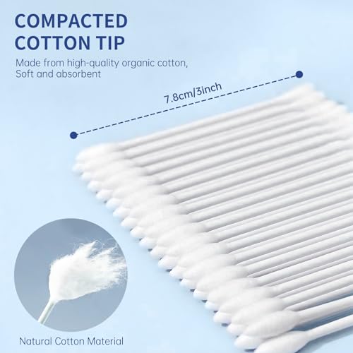 Image of Pointed Tip Cotton Swabs, 800 Count Double Precision Tips Cotton Swabs Round Head Cotton Buds with Paper Stick, Cotton Buds for Makeup, Personal Care, Crafts
